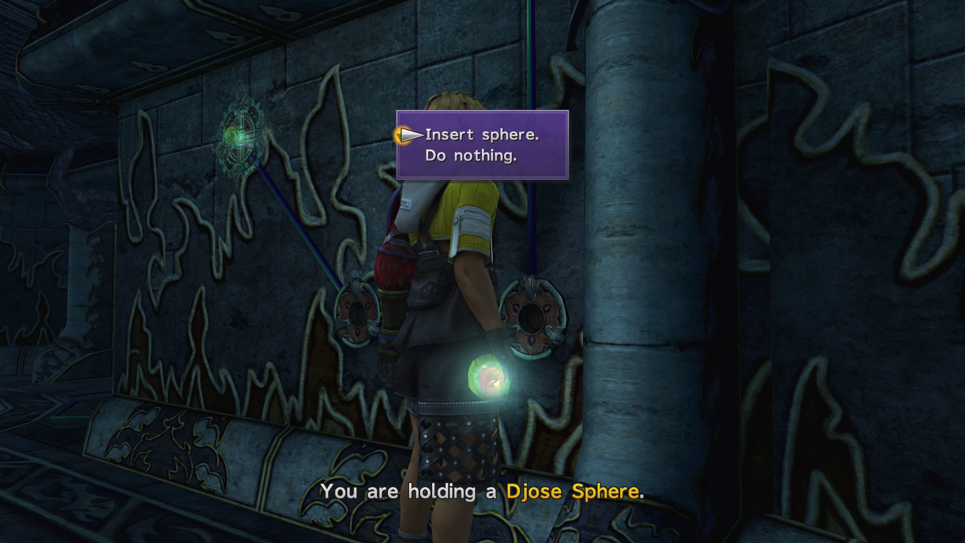 Placing the Djose Sphere in the recess in the wall