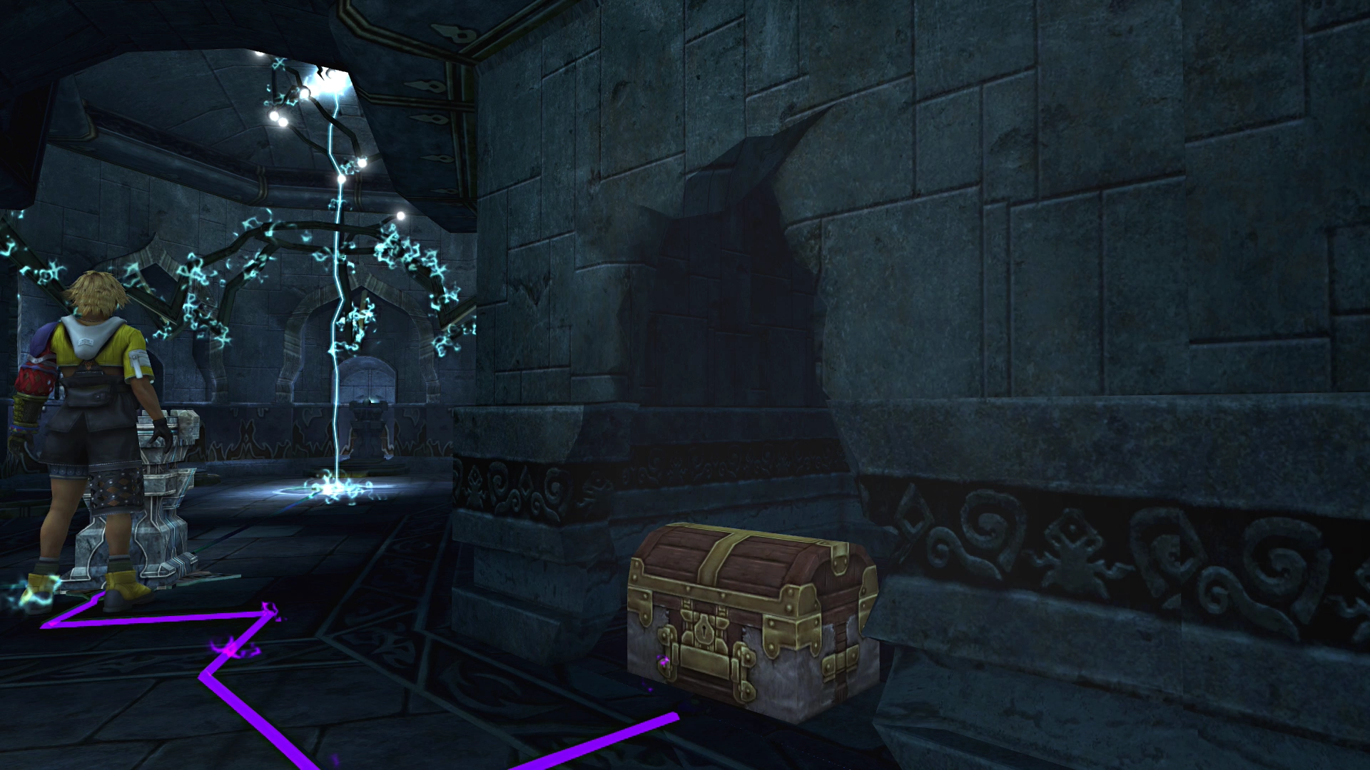 Inserting the Destruction Sphere into the pedestal that appears