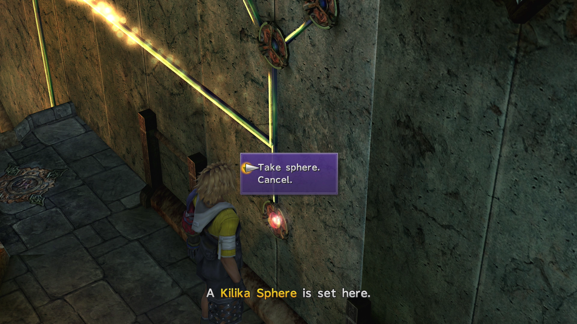 Placing the Kilika Sphere into the side wall recess