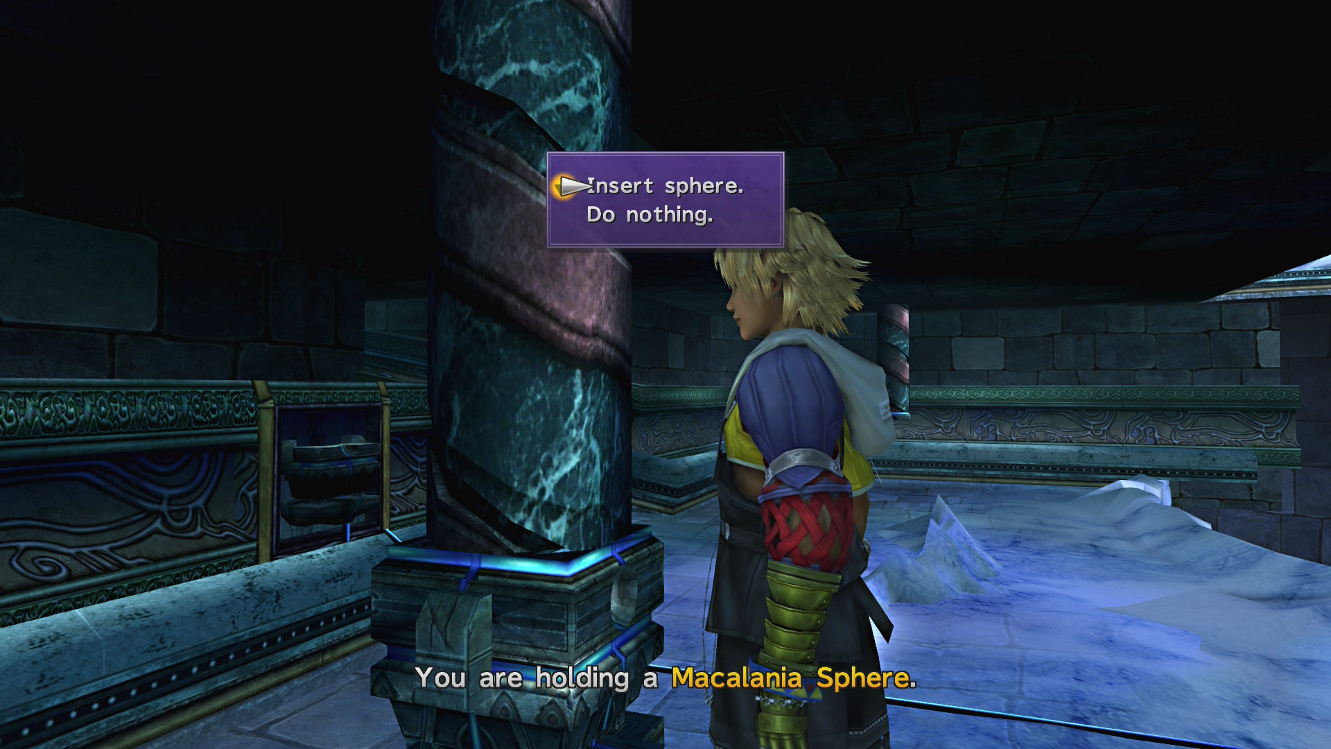 After inserting the Macalania Sphere into the lower pillar