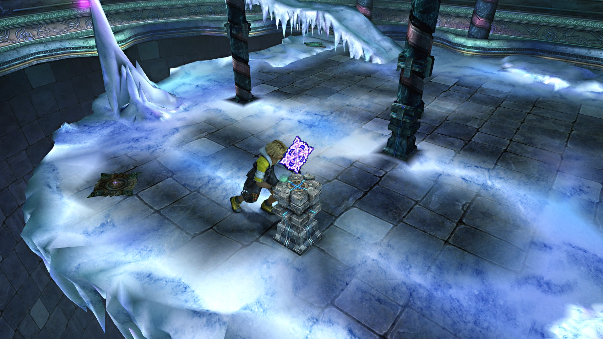 Pushing the pedestal into the icicle