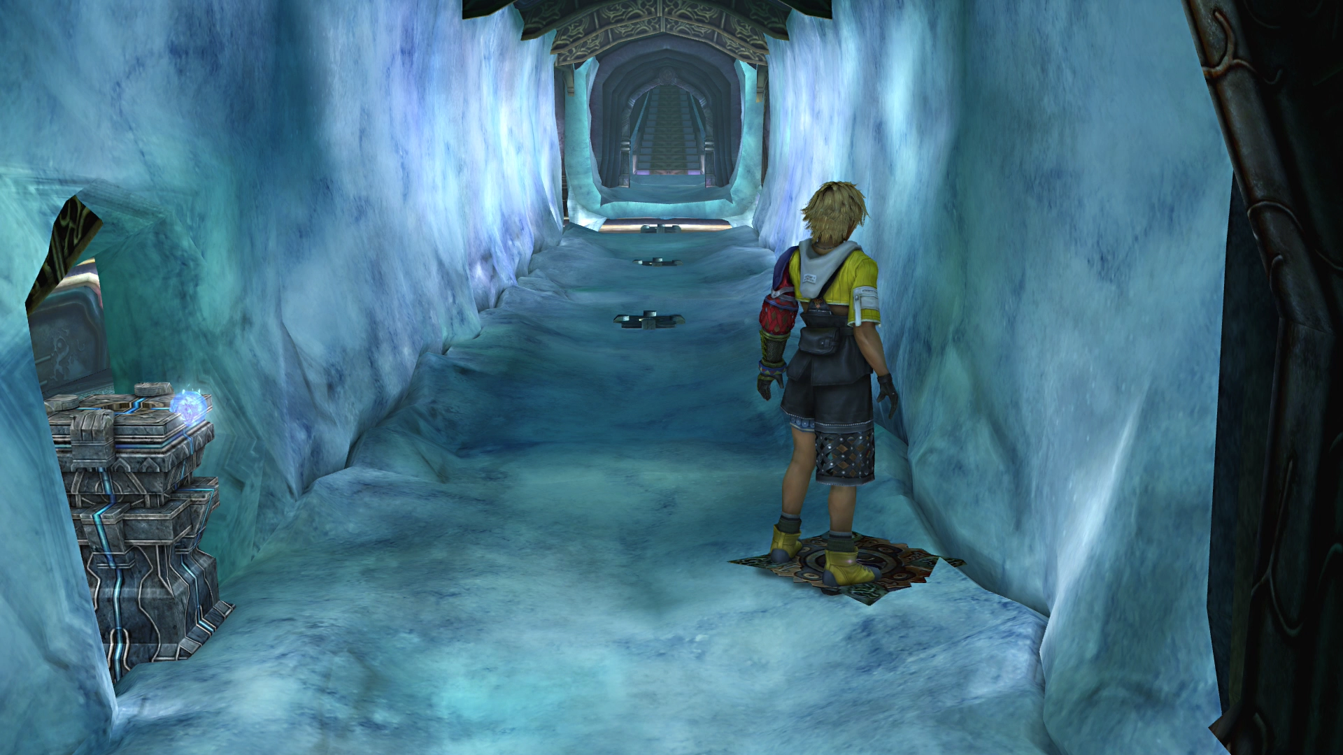 Touching the glyph at the top of the walkway