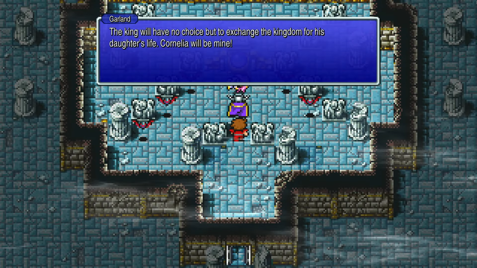 Garland confronts the Warriors of Light at the Chaos Shrine