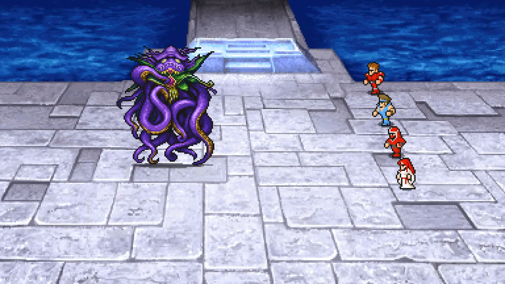 The party exploits Kraken's weakness to Thunder magic