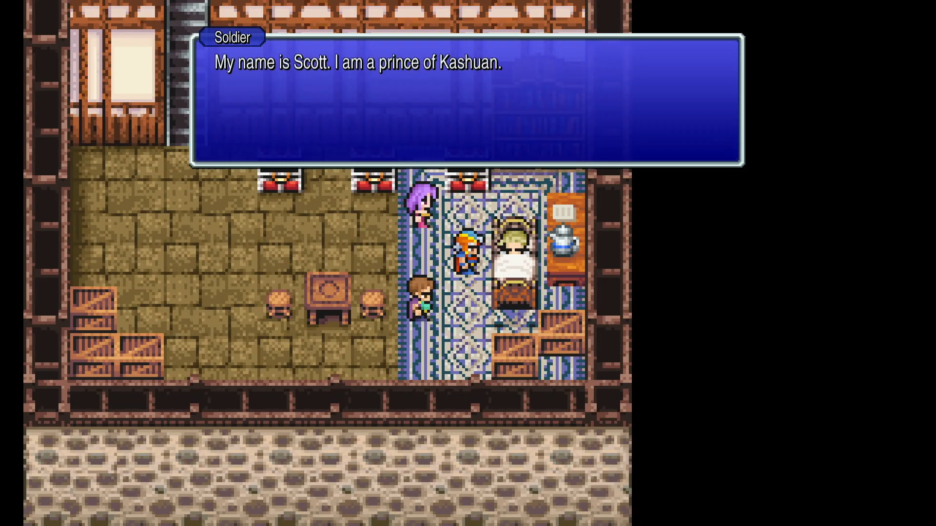 Secret room behind Fynn's pub with chests and Scott