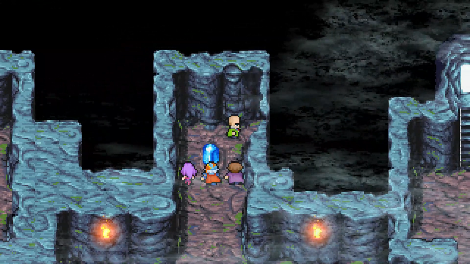 Josef pushing the boulder to reveal the hidden passage